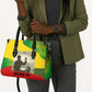 Ethiopia Haile Selassie I Leather Bag with Addis Ababa 1963 Speech Quote Pan-African Flag Colors and Kente Pattern - African Pride