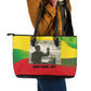 Ethiopia Haile Selassie I Leather Tote Bag with Addis Ababa 1963 Speech Quote Pan-African Flag Colors and Kente Pattern - African Pride