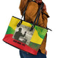 Ethiopia Haile Selassie I Leather Tote Bag with Addis Ababa 1963 Speech Quote Pan-African Flag Colors and Kente Pattern - African Pride