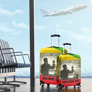 Ethiopia Haile Selassie I Luggage Cover with Addis Ababa 1963 Speech Quote Pan-African Flag Colors and Kente Pattern - African Pride
