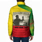 Ethiopia Haile Selassie I Padded Jacket with Addis Ababa 1963 Speech Quote Pan-African Flag Colors and Kente Pattern