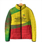 Ethiopia Haile Selassie I Padded Jacket with Addis Ababa 1963 Speech Quote Pan-African Flag Colors and Kente Pattern