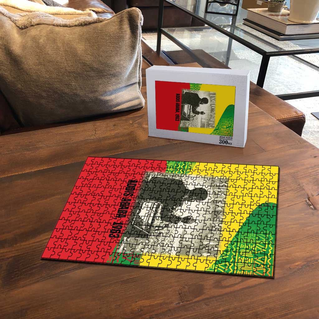 Ethiopia Haile Selassie I Puzzle with Addis Ababa 1963 Speech Quote Pan-African Flag Colors and Kente Pattern - African Pride