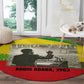 Ethiopia Haile Selassie I Round Carpet with Addis Ababa 1963 Speech Quote Pan-African Flag Colors and Kente Pattern - African Pride
