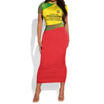 Ethiopia Haile Selassie I Short Sleeve Bodycon Dress with Addis Ababa 1963 Speech Quote Pan-African Flag Colors and Kente Pattern