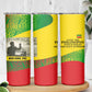 Ethiopia Haile Selassie I Skinny Tumbler with Addis Ababa 1963 Speech Quote Pan-African Flag Colors and Kente Pattern - African Pride