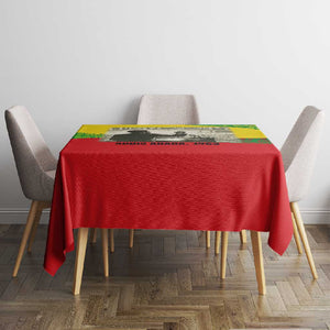 Ethiopia Haile Selassie I Tablecloth with Addis Ababa 1963 Speech Quote Pan-African Flag Colors and Kente Pattern - African Pride