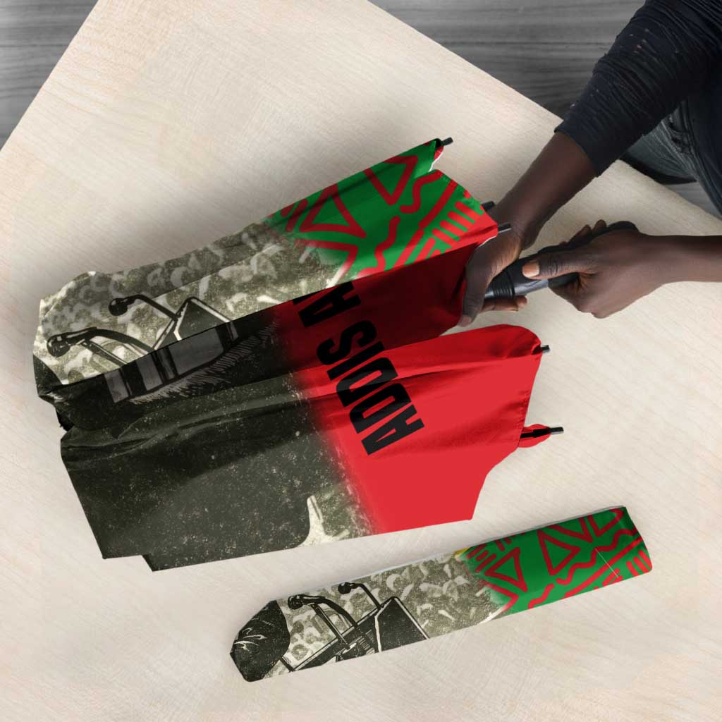 Ethiopia Haile Selassie I Umbrella with Addis Ababa 1963 Speech Quote Pan-African Flag Colors and Kente Pattern - African Pride