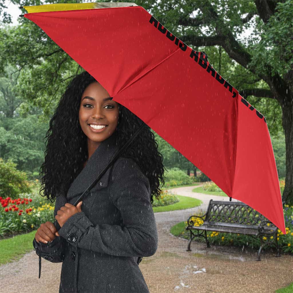 Ethiopia Haile Selassie I Umbrella with Addis Ababa 1963 Speech Quote Pan-African Flag Colors and Kente Pattern - African Pride