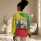 Ethiopia Haile Selassie I Women Casual Shirt with Addis Ababa 1963 Speech Quote Pan-African Flag Colors and Kente Pattern