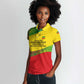 Ethiopia Haile Selassie I Women Polo Shirt with Addis Ababa 1963 Speech Quote Pan-African Flag Colors and Kente Pattern