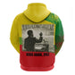 Ethiopia Haile Selassie I Zip Hoodie with Addis Ababa 1963 Speech Quote Pan-African Flag Colors and Kente Pattern