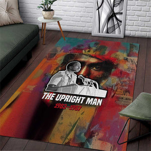 Thomas Sankara Burkina Faso Area Rug with Bold Portrait and The Upright Man Tribute Design - African Pride