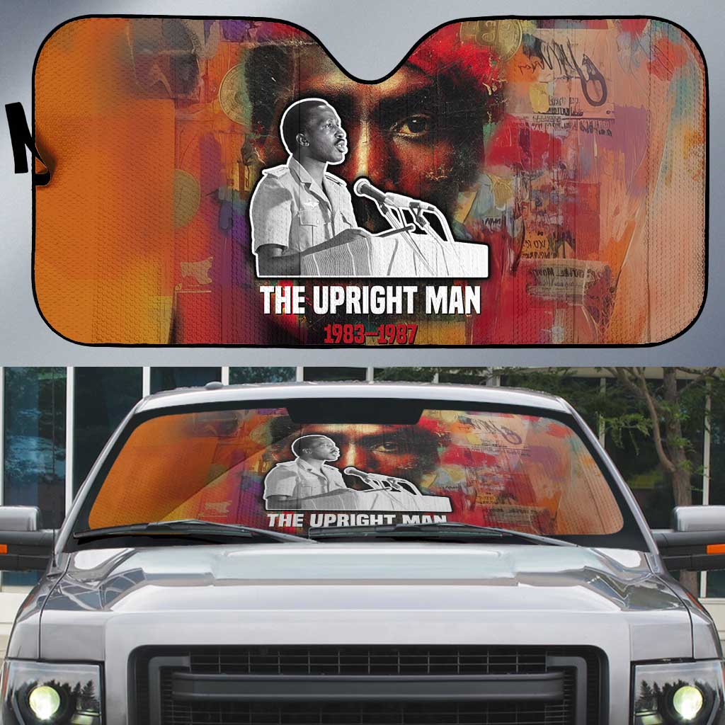Thomas Sankara Burkina Faso Auto Sun Shade with Bold Portrait and The Upright Man Tribute Design - African Pride