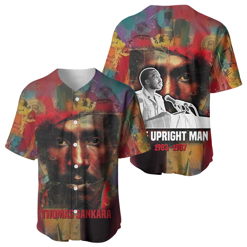 Thomas Sankara Burkina Faso Baseball Jersey with Bold Portrait and The Upright Man Tribute Design - African Pride