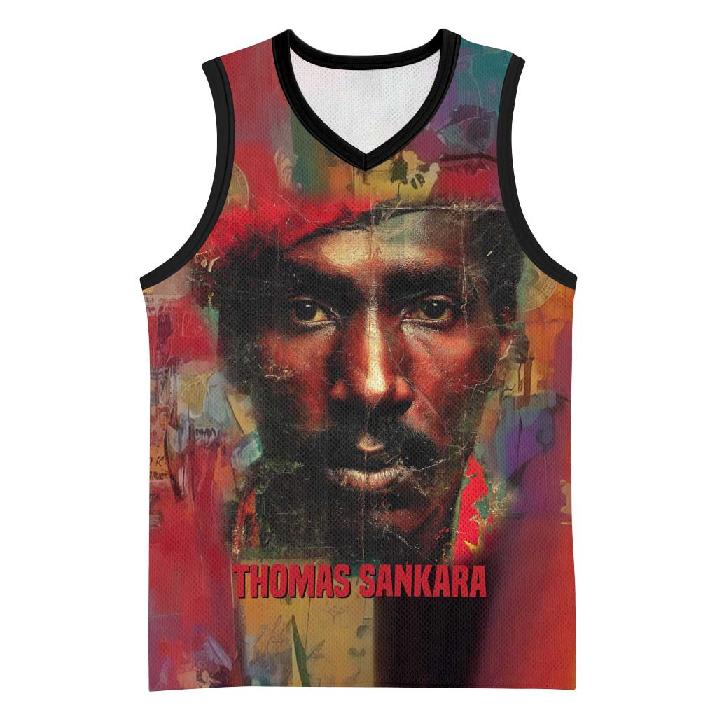 Thomas Sankara Burkina Faso Basketball Jersey with Bold Portrait and The Upright Man Tribute Design - African Pride