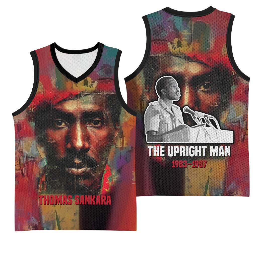 Thomas Sankara Burkina Faso Basketball Jersey with Bold Portrait and The Upright Man Tribute Design - African Pride