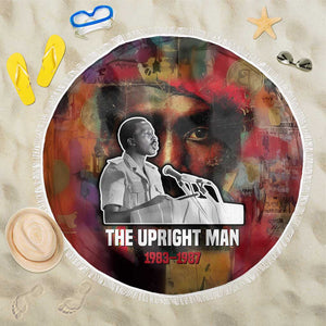 Thomas Sankara Burkina Faso Beach Blanket with Bold Portrait and The Upright Man Tribute Design - African Pride