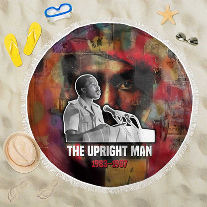 Thomas Sankara Burkina Faso Beach Blanket with Bold Portrait and The Upright Man Tribute Design - African Pride