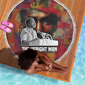 Thomas Sankara Burkina Faso Beach Blanket with Bold Portrait and The Upright Man Tribute Design - African Pride
