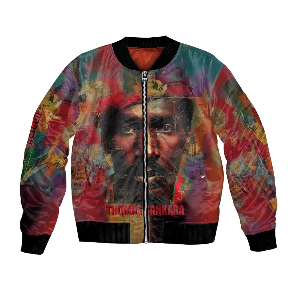 Thomas Sankara Burkina Faso Bomber Jacket with Bold Portrait and The Upright Man Tribute Design - African Pride