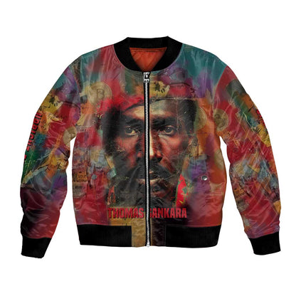 Thomas Sankara Burkina Faso Bomber Jacket with Bold Portrait and The Upright Man Tribute Design - African Pride