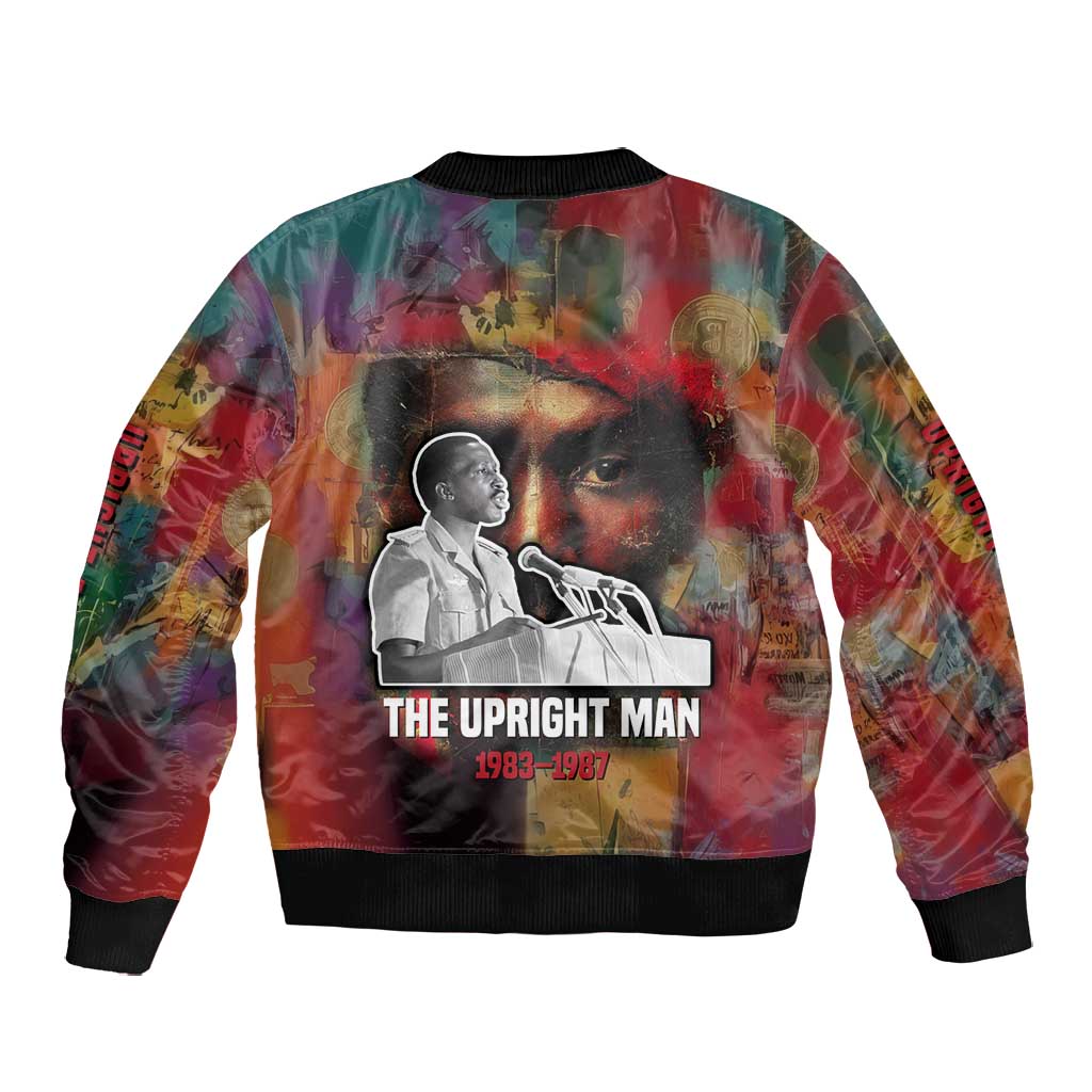 Thomas Sankara Burkina Faso Bomber Jacket with Bold Portrait and The Upright Man Tribute Design - African Pride
