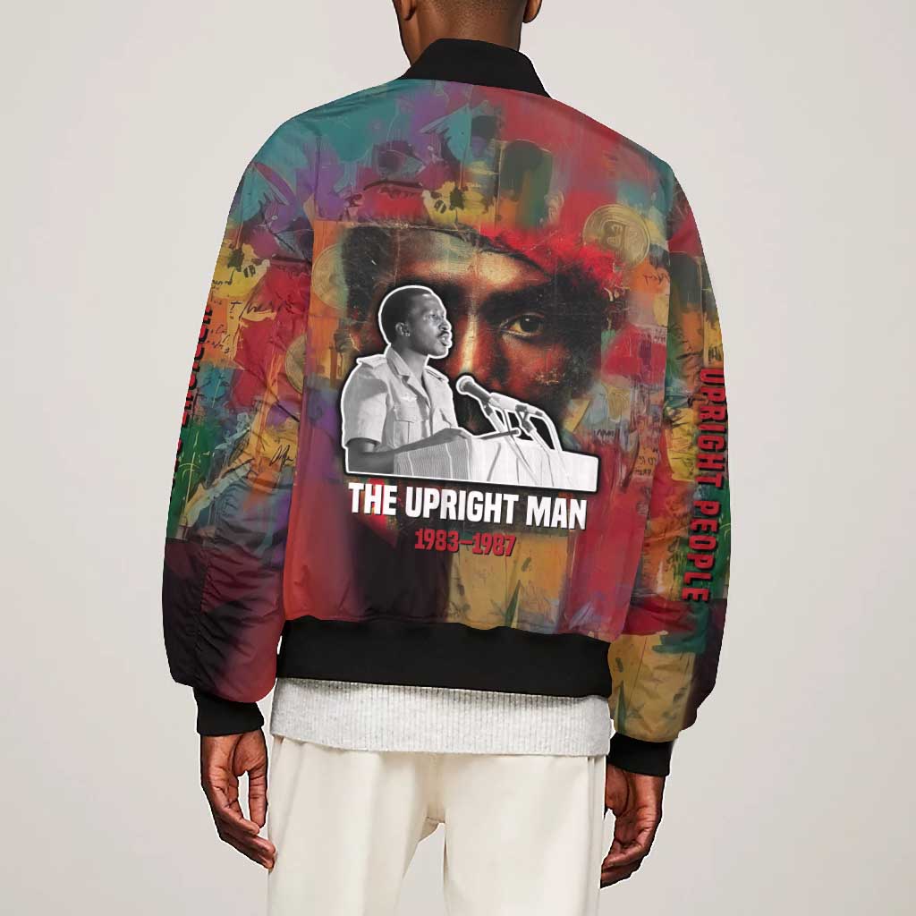 Thomas Sankara Burkina Faso Bomber Jacket with Bold Portrait and The Upright Man Tribute Design - African Pride
