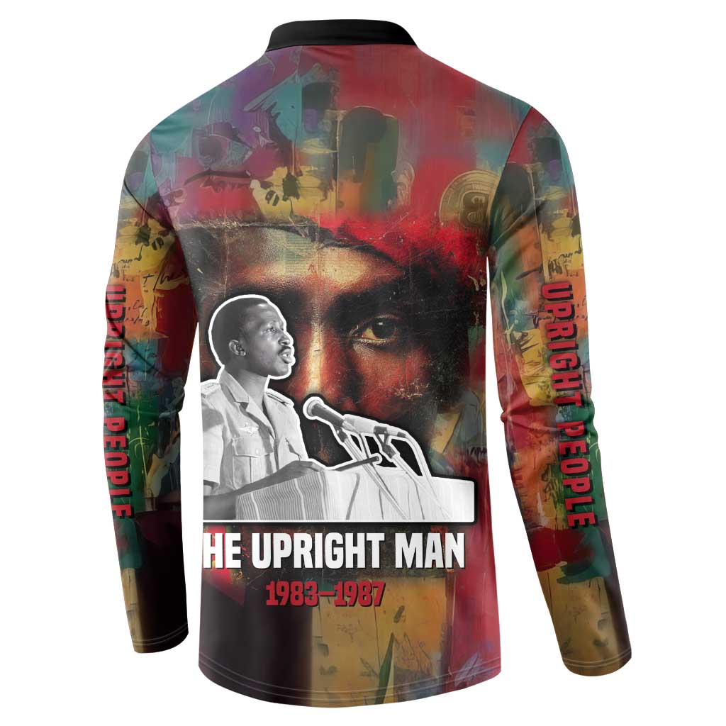 Thomas Sankara Burkina Faso Button Sweatshirt with Bold Portrait and The Upright Man Tribute Design