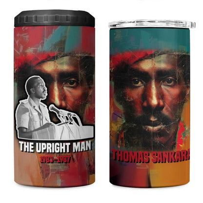 Thomas Sankara Burkina Faso 4 in 1 Can Cooler Tumbler with Bold Portrait and The Upright Man Tribute Design - African Pride