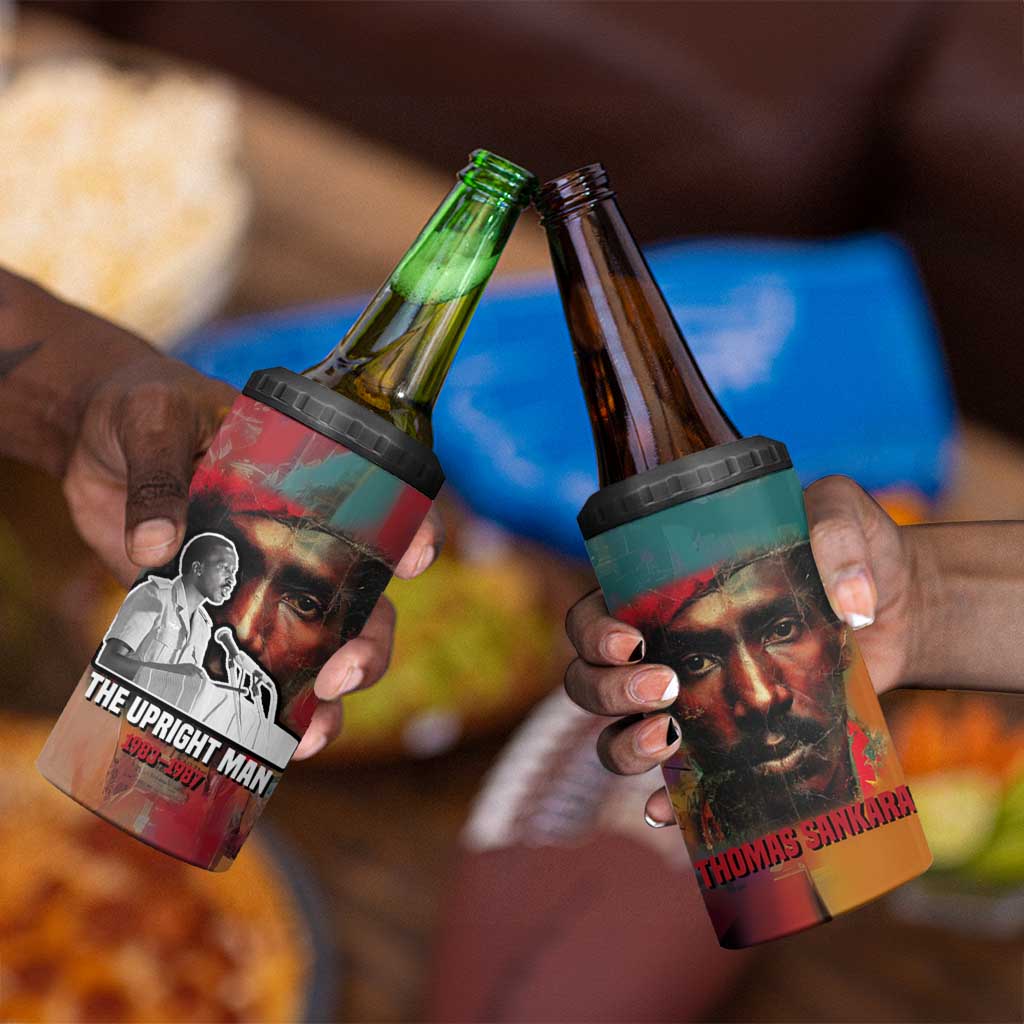 Thomas Sankara Burkina Faso 4 in 1 Can Cooler Tumbler with Bold Portrait and The Upright Man Tribute Design - African Pride