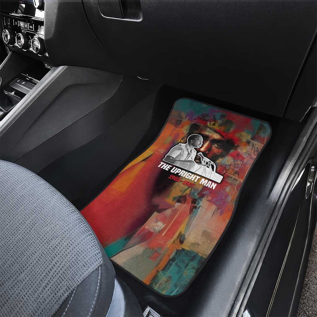 Thomas Sankara Burkina Faso Car Mats with Bold Portrait and The Upright Man Tribute Design - African Pride