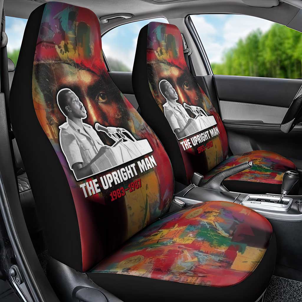 Thomas Sankara Burkina Faso Car Seat Cover with Bold Portrait and The Upright Man Tribute Design - African Pride