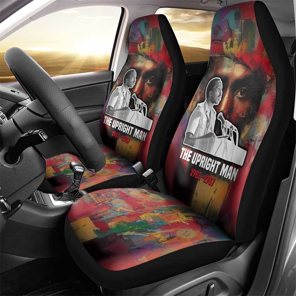 Thomas Sankara Burkina Faso Car Seat Cover with Bold Portrait and The Upright Man Tribute Design - African Pride