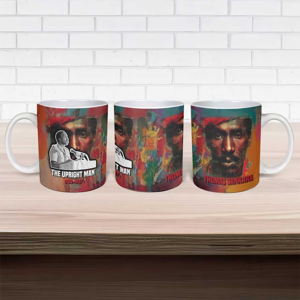 Thomas Sankara Burkina Faso Ceramic Mug with Bold Portrait and The Upright Man Tribute Design - African Pride