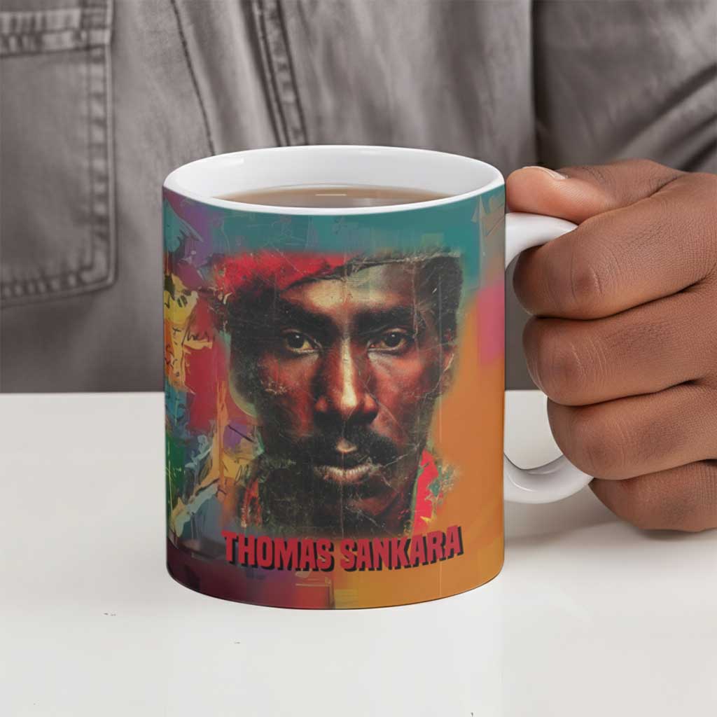 Thomas Sankara Burkina Faso Ceramic Mug with Bold Portrait and The Upright Man Tribute Design - African Pride