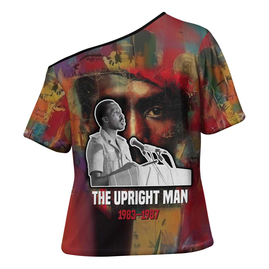 Thomas Sankara Burkina Faso Cross Shoulder Shirt with Bold Portrait and The Upright Man Tribute Design - African Pride