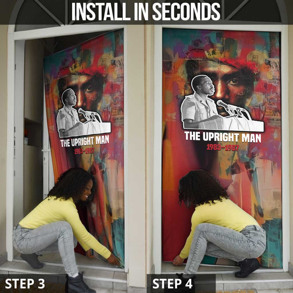 Thomas Sankara Burkina Faso Door Cover with Bold Portrait and The Upright Man Tribute Design - African Pride