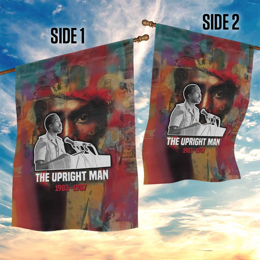 Thomas Sankara Burkina Faso Garden Flag with Bold Portrait and The Upright Man Tribute Design - African Pride