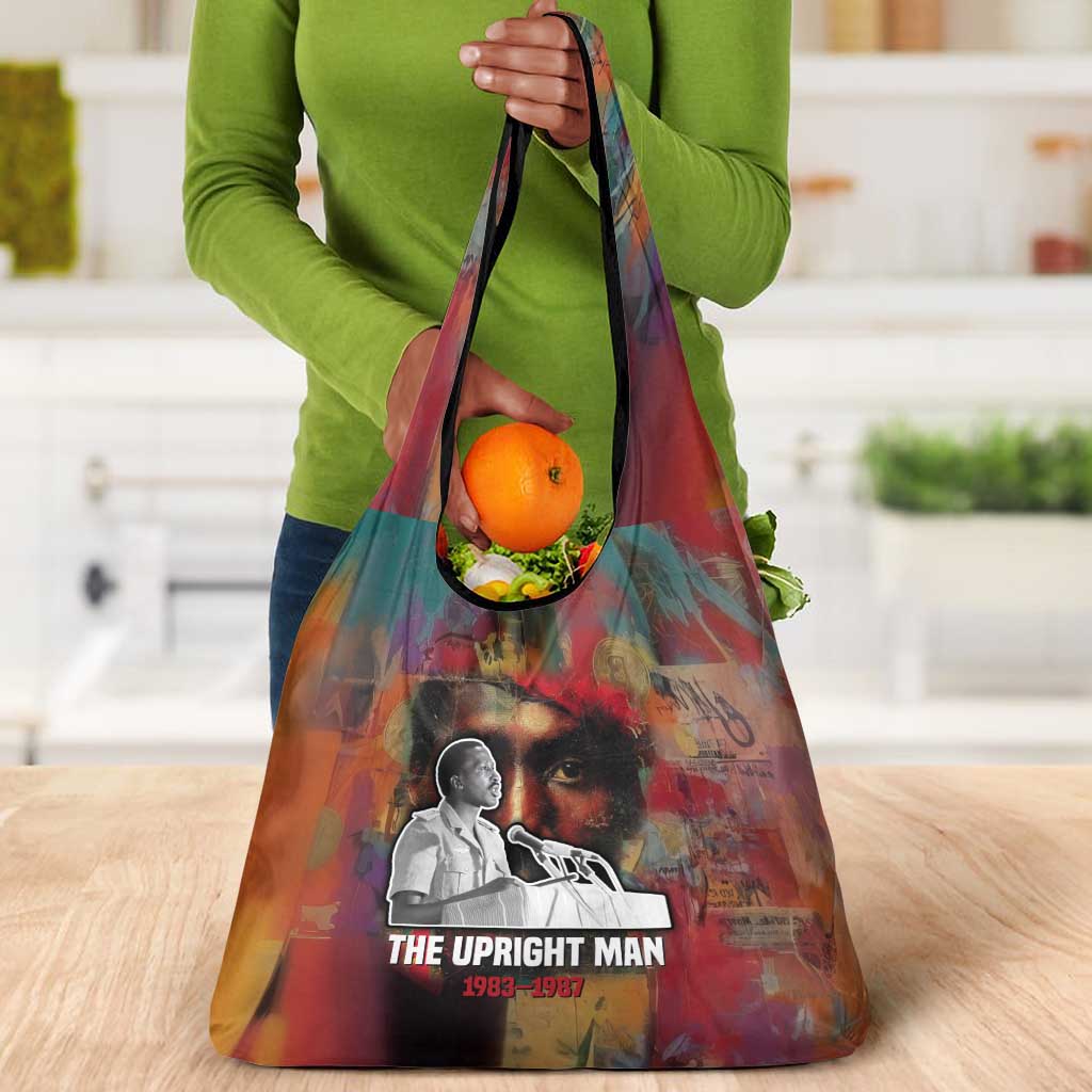 Thomas Sankara Burkina Faso Grocery Bag with Bold Portrait and The Upright Man Tribute Design - African Pride