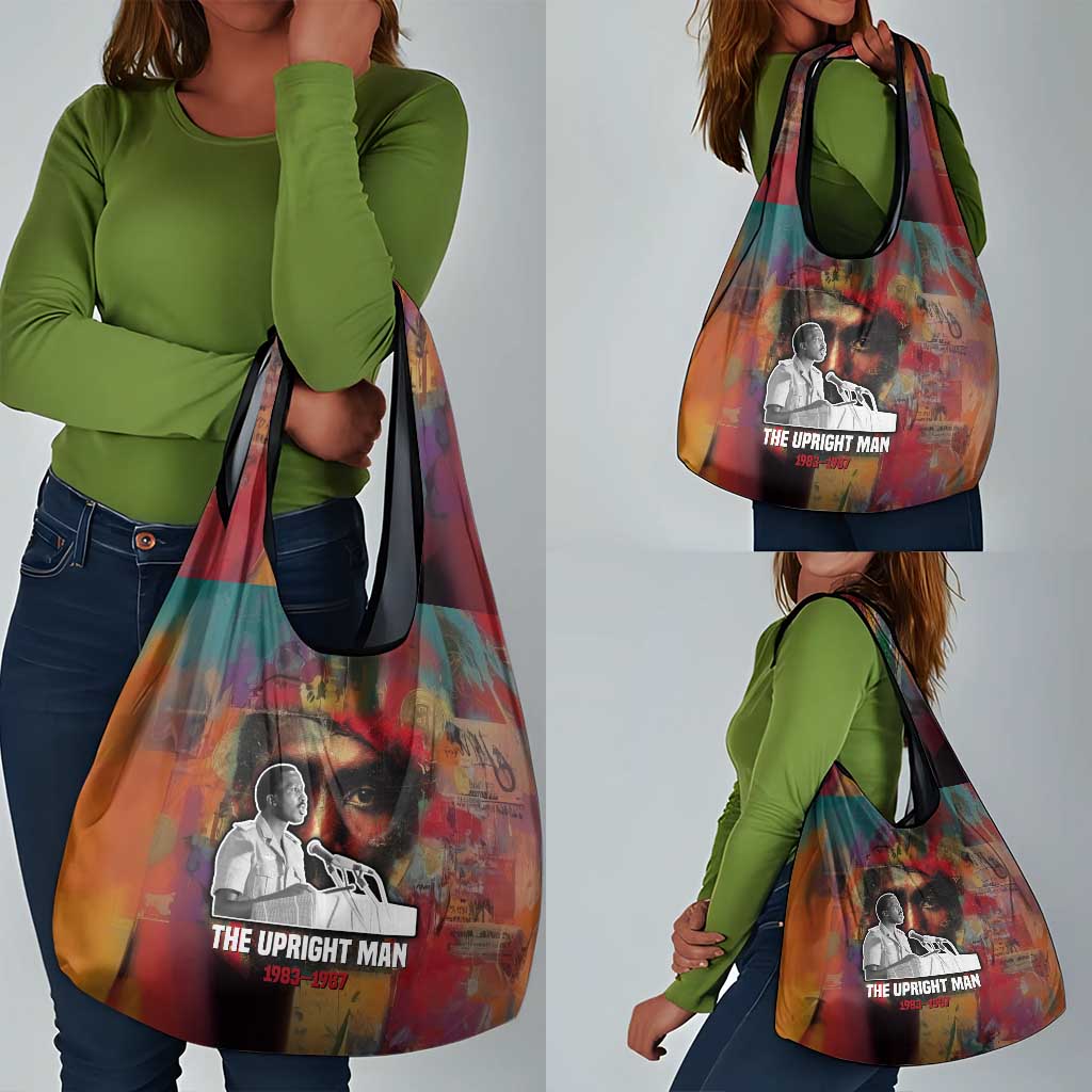 Thomas Sankara Burkina Faso Grocery Bag with Bold Portrait and The Upright Man Tribute Design - African Pride