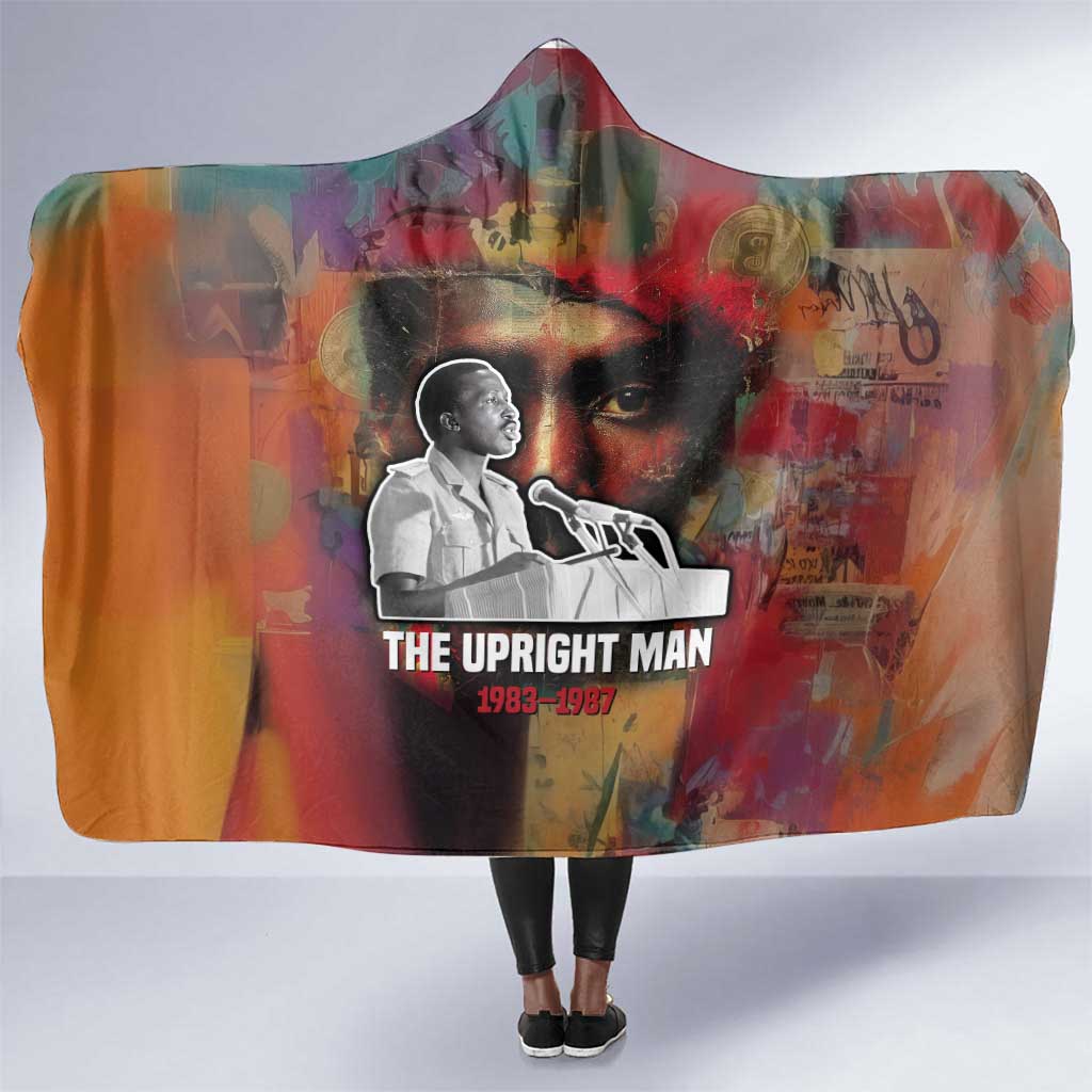 Thomas Sankara Burkina Faso Hooded Blanket with Bold Portrait and The Upright Man Tribute Design - African Pride
