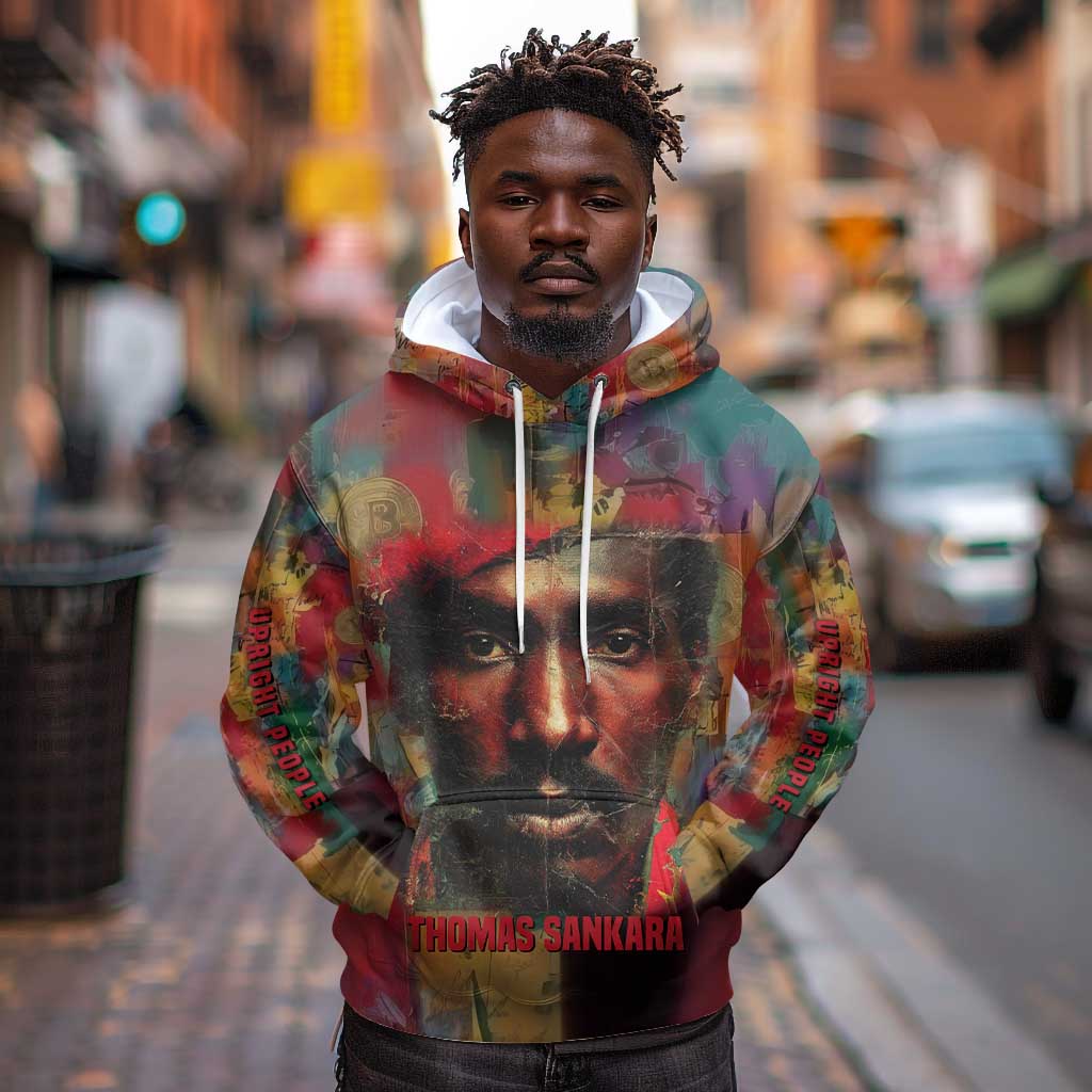 Thomas Sankara Burkina Faso Hoodie with Bold Portrait and The Upright Man Tribute Design - African Pride