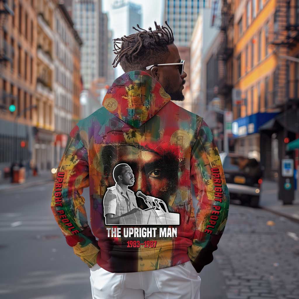 Thomas Sankara Burkina Faso Hoodie with Bold Portrait and The Upright Man Tribute Design - African Pride