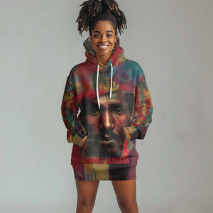 Thomas Sankara Burkina Faso Hoodie Dress with Bold Portrait and The Upright Man Tribute Design - African Pride
