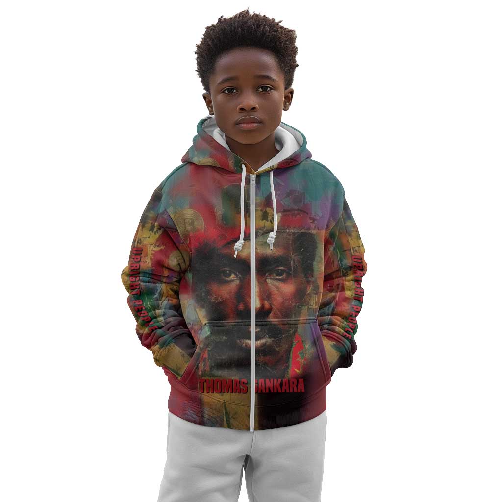 Thomas Sankara Burkina Faso Kid Hoodie with Bold Portrait and The Upright Man Tribute Design - African Pride