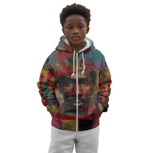 Thomas Sankara Burkina Faso Kid Hoodie with Bold Portrait and The Upright Man Tribute Design - African Pride