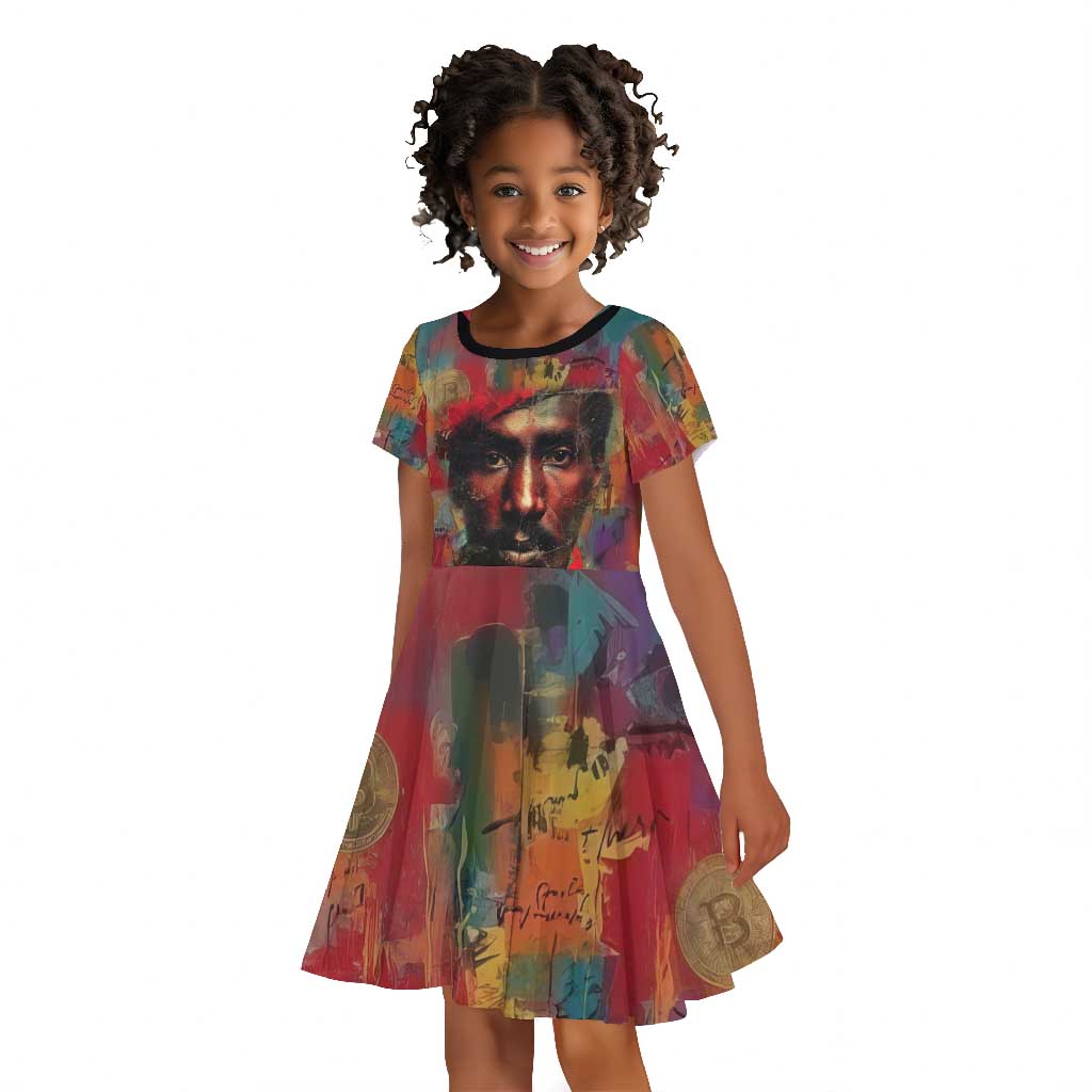 Thomas Sankara Burkina Faso Kid Short Sleeve Dress with Bold Portrait and The Upright Man Tribute Design - African Pride