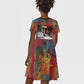 Thomas Sankara Burkina Faso Kid Short Sleeve Dress with Bold Portrait and The Upright Man Tribute Design - African Pride
