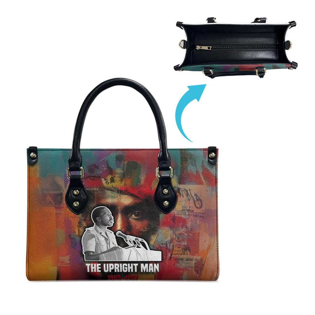 Thomas Sankara Burkina Faso Leather Bag with Bold Portrait and The Upright Man Tribute Design - African Pride